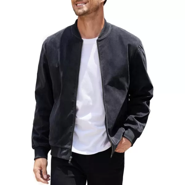 COOFANDY Men's Casual Varsity Jacket Vintage Lightweight Suede Bomber Jackets