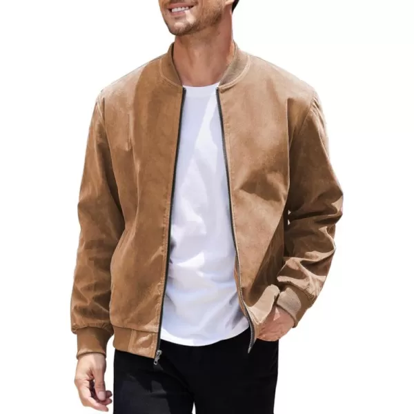 COOFANDY Men's Casual Varsity Jacket Vintage Lightweight Suede Bomber Jackets