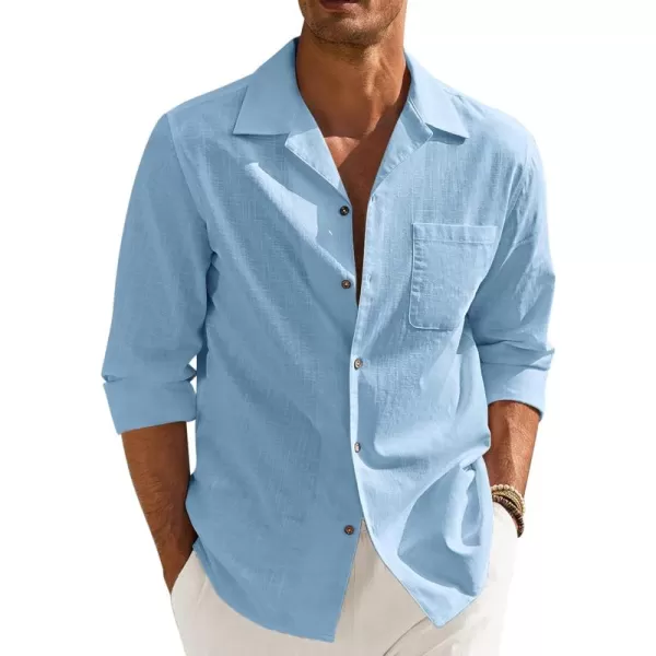 COOFANDY Men's Cotton Linen Shirts Long Sleeve Casual Buttton Down Shirts Beach Top