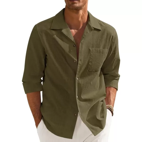 COOFANDY Men's Cotton Linen Shirts Long Sleeve Casual Buttton Down Shirts Beach Top