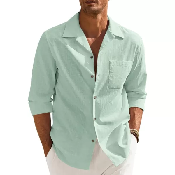 COOFANDY Men's Cotton Linen Shirts Long Sleeve Casual Buttton Down Shirts Beach Top
