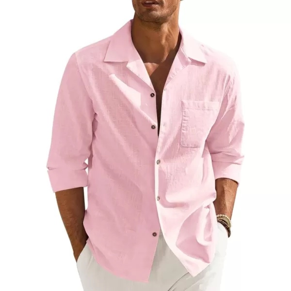 COOFANDY Men's Cotton Linen Shirts Long Sleeve Casual Buttton Down Shirts Beach Top