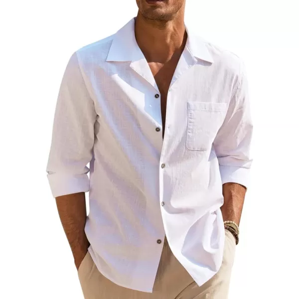 COOFANDY Men's Cotton Linen Shirts Long Sleeve Casual Buttton Down Shirts Beach Top