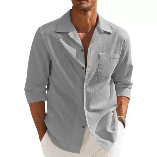 COOFANDY Men's Cotton Linen Shirts Long Sleeve Casual Buttton Down Shirts Beach Top
