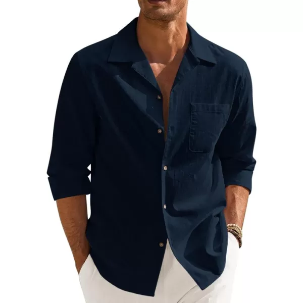 COOFANDY Men's Cotton Linen Shirts Long Sleeve Casual Buttton Down Shirts Beach Top