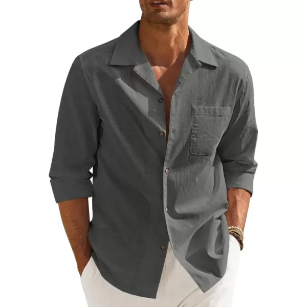 COOFANDY Men's Cotton Linen Shirts Long Sleeve Casual Buttton Down Shirts Beach Top