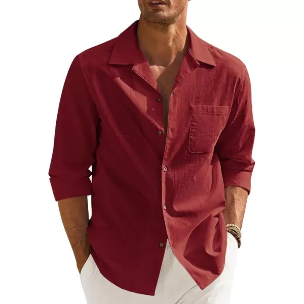 COOFANDY Men's Cotton Linen Shirts Long Sleeve Casual Buttton Down Shirts Beach Top