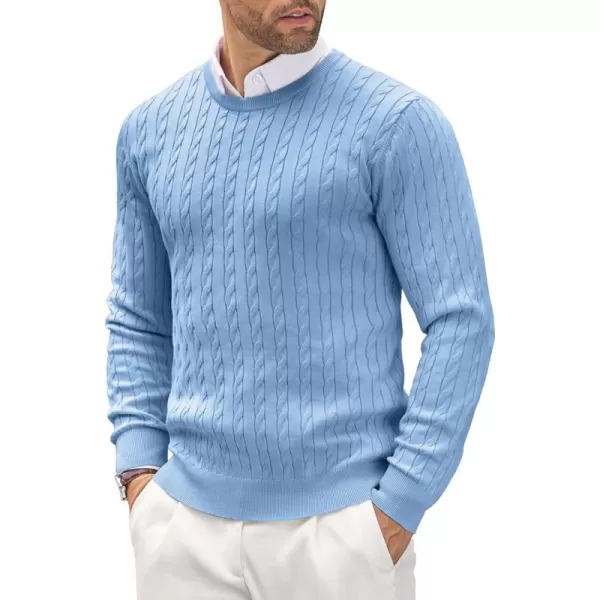COOFANDY Men's Crewneck Cable Knit Sweaters Long Sleeve Lightweight Casual Twist Patterned Pullover Sweater