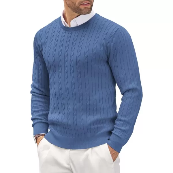 COOFANDY Men's Crewneck Cable Knit Sweaters Long Sleeve Lightweight Casual Twist Patterned Pullover Sweater