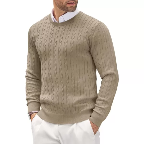 COOFANDY Men's Crewneck Cable Knit Sweaters Long Sleeve Lightweight Casual Twist Patterned Pullover Sweater
