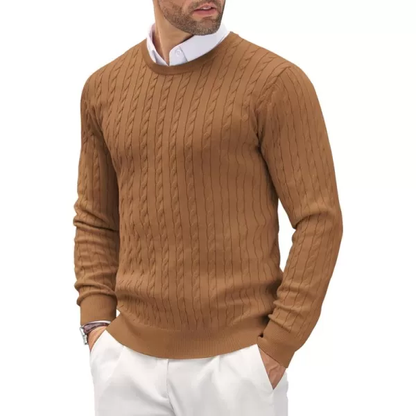 COOFANDY Men's Crewneck Cable Knit Sweaters Long Sleeve Lightweight Casual Twist Patterned Pullover Sweater