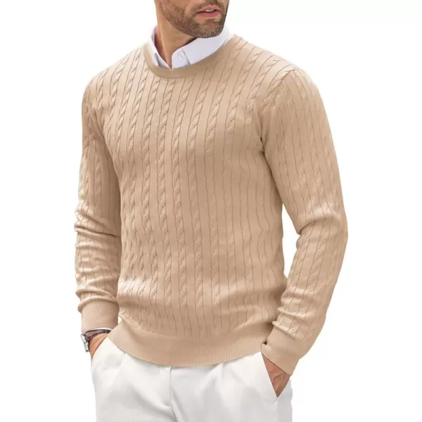 COOFANDY Men's Crewneck Cable Knit Sweaters Long Sleeve Lightweight Casual Twist Patterned Pullover Sweater