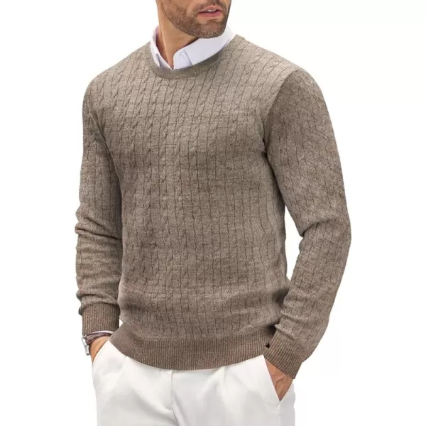 COOFANDY Men's Crewneck Cable Knit Sweaters Long Sleeve Lightweight Casual Twist Patterned Pullover Sweater)