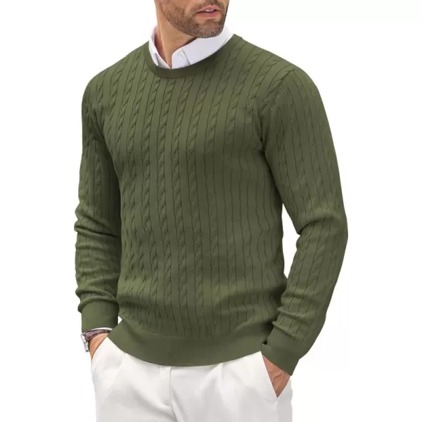 COOFANDY Men's Crewneck Cable Knit Sweaters Long Sleeve Lightweight Casual Twist Patterned Pullover Sweater