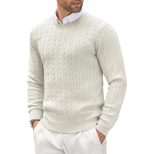 COOFANDY Men's Crewneck Cable Knit Sweaters Long Sleeve Lightweight Casual Twist Patterned Pullover Sweater