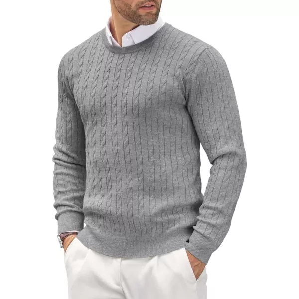 COOFANDY Men's Crewneck Cable Knit Sweaters Long Sleeve Lightweight Casual Twist Patterned Pullover Sweater