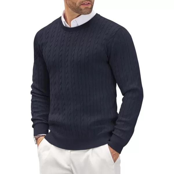 COOFANDY Men's Crewneck Cable Knit Sweaters Long Sleeve Lightweight Casual Twist Patterned Pullover Sweater