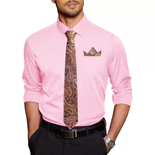 COOFANDY Men's Dress Shirt with Matching Tie and Handkerchief Sets Poplin Shirt