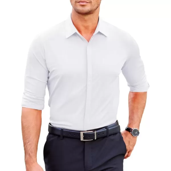 COOFANDY Men's Dress Shirts Long Sleeve Solid Stretch Wrinkle Free Shirt Formal Business Button Down Shirt