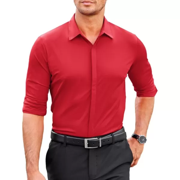 COOFANDY Men's Dress Shirts Long Sleeve Solid Stretch Wrinkle Free Shirt Formal Business Button Down Shirt