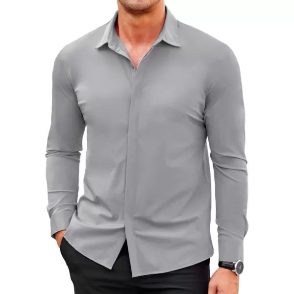 COOFANDY Men's Dress Shirts Long Sleeve Solid Stretch Wrinkle Free Shirt Formal Business Button Down Shirt