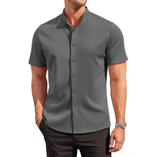 COOFANDY Mens Dress Shirts Stretch Athletic Fit Short Sleeve Button Down Shirts Wrinkle Free