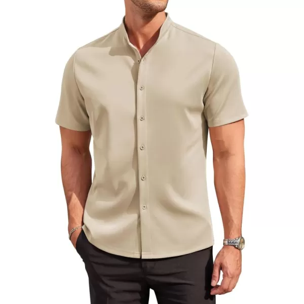 COOFANDY Mens Dress Shirts Stretch Athletic Fit Short Sleeve Button Down Shirts Wrinkle Free