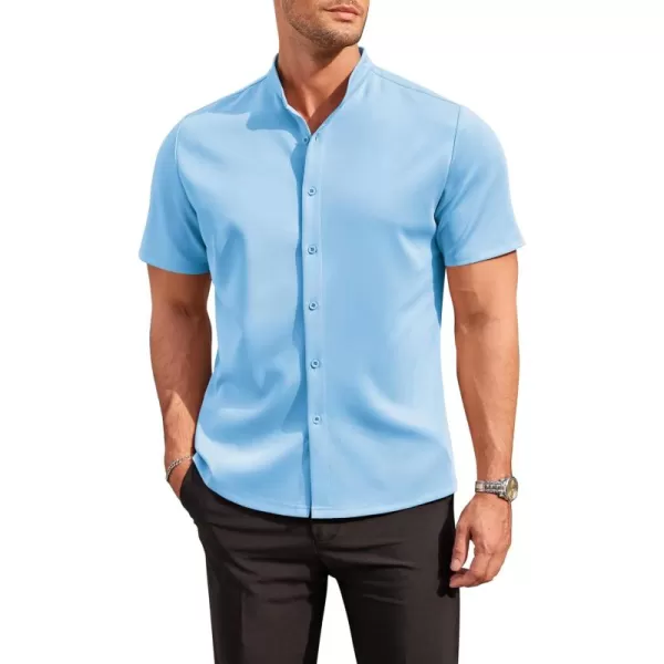 COOFANDY Mens Dress Shirts Stretch Athletic Fit Short Sleeve Button Down Shirts Wrinkle Free