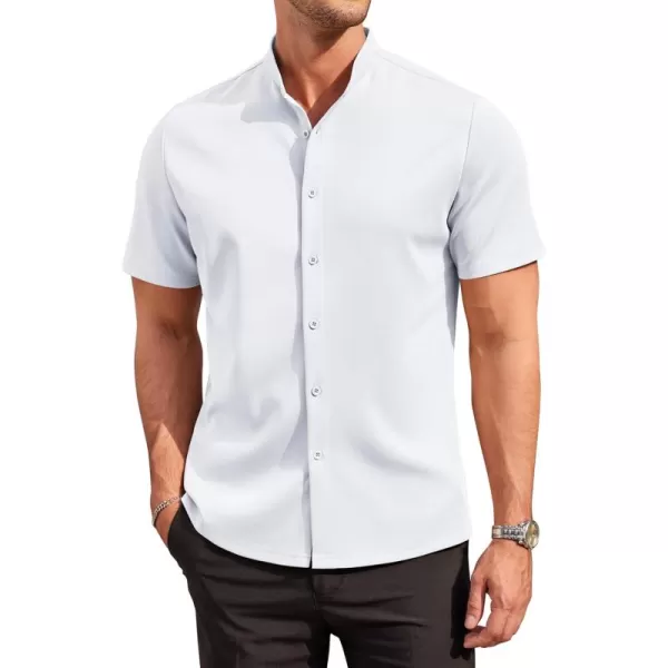 COOFANDY Mens Dress Shirts Stretch Athletic Fit Short Sleeve Button Down Shirts Wrinkle Free