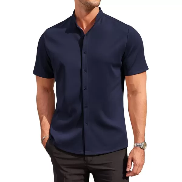 COOFANDY Mens Dress Shirts Stretch Athletic Fit Short Sleeve Button Down Shirts Wrinkle Free