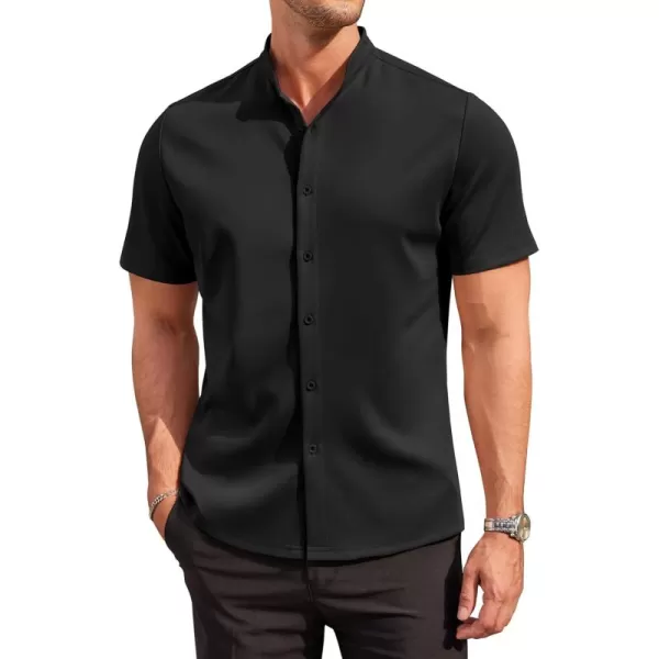 COOFANDY Mens Dress Shirts Stretch Athletic Fit Short Sleeve Button Down Shirts Wrinkle Free