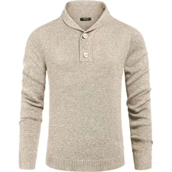 COOFANDY Men's Fashion Shwal Collar Sweater Slim Fit Cable Knit Pullover Sweater with Button