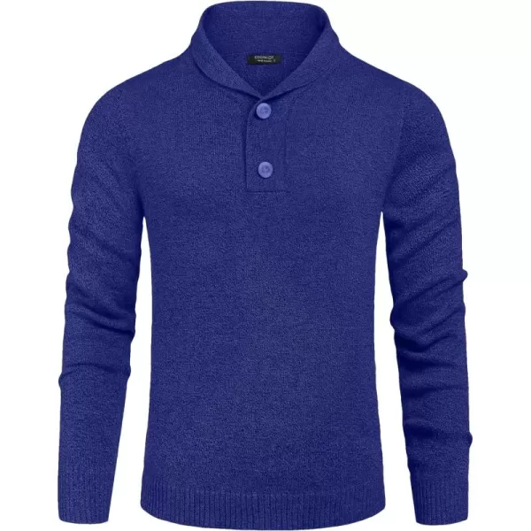 COOFANDY Men's Fashion Shwal Collar Sweater Slim Fit Cable Knit Pullover Sweater with Button