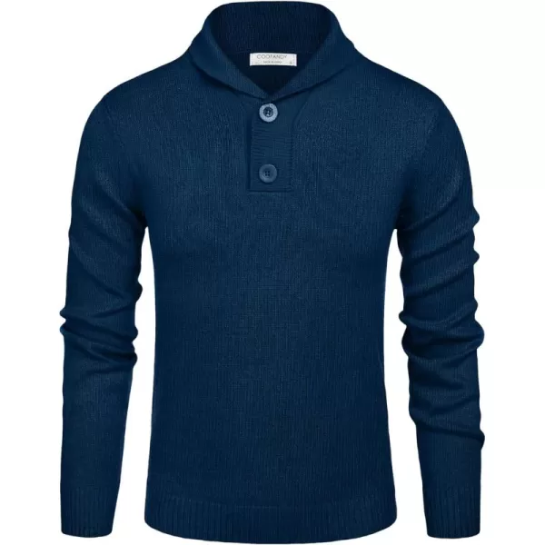 COOFANDY Men's Fashion Shwal Collar Sweater Slim Fit Cable Knit Pullover Sweater with Button