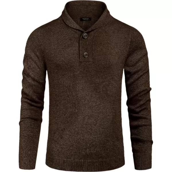 COOFANDY Men's Fashion Shwal Collar Sweater Slim Fit Cable Knit Pullover Sweater with Button