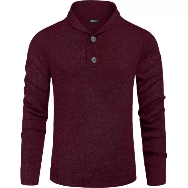 COOFANDY Men's Fashion Shwal Collar Sweater Slim Fit Cable Knit Pullover Sweater with Button