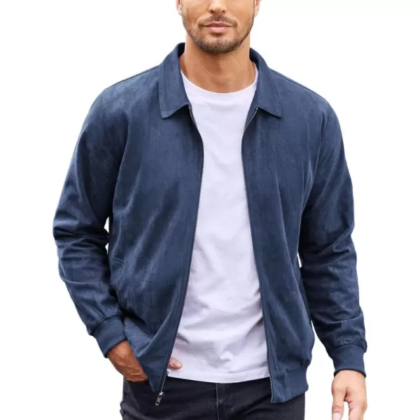COOFANDY Men's Faux Suede Bomber Jacket Lightweight Full Zip Jackets Vintage Casual Trucker Jacket
