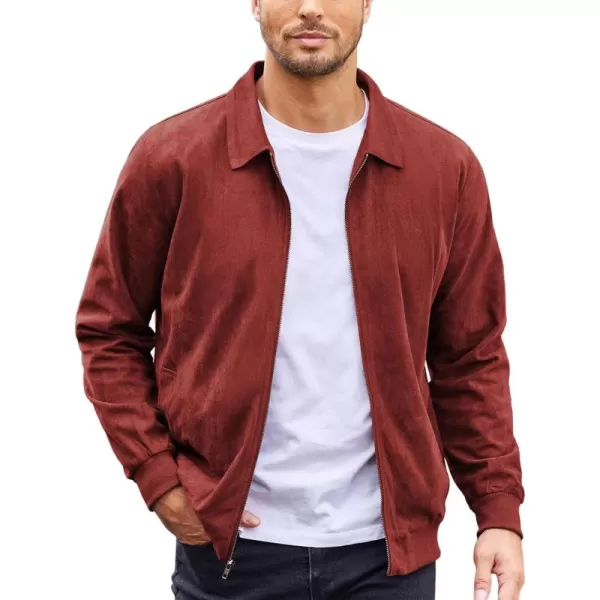 COOFANDY Men's Faux Suede Bomber Jacket Lightweight Full Zip Jackets Vintage Casual Trucker Jacket