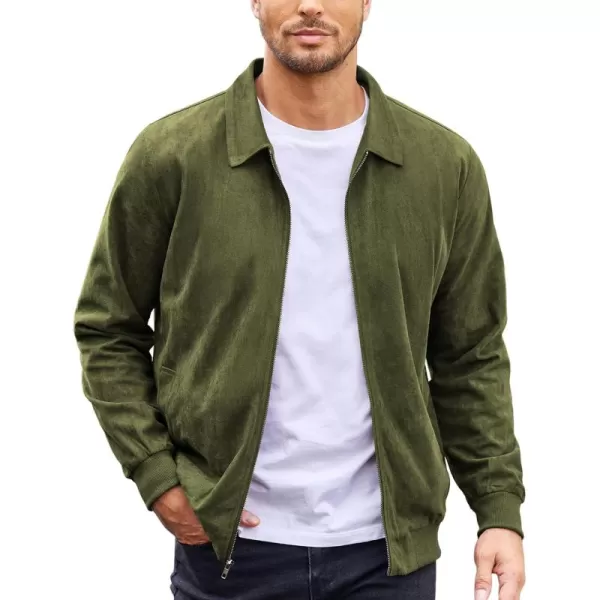 COOFANDY Men's Faux Suede Bomber Jacket Lightweight Full Zip Jackets Vintage Casual Trucker Jacket