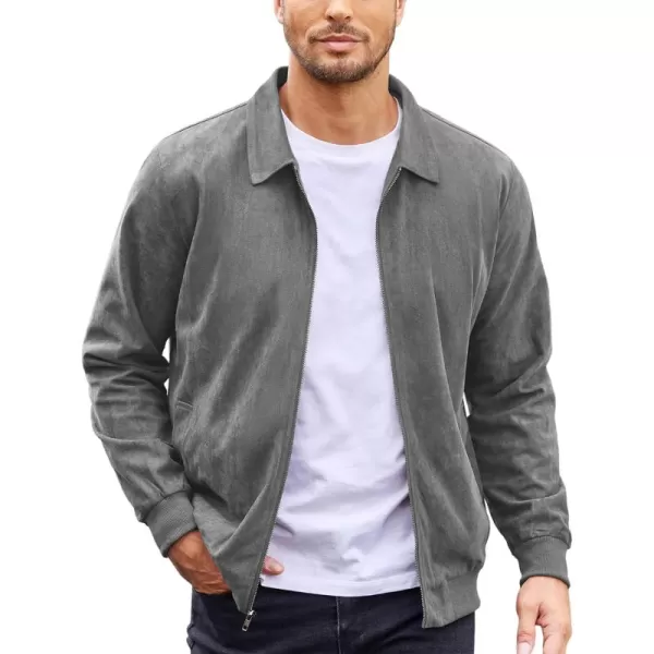 COOFANDY Men's Faux Suede Bomber Jacket Lightweight Full Zip Jackets Vintage Casual Trucker Jacket