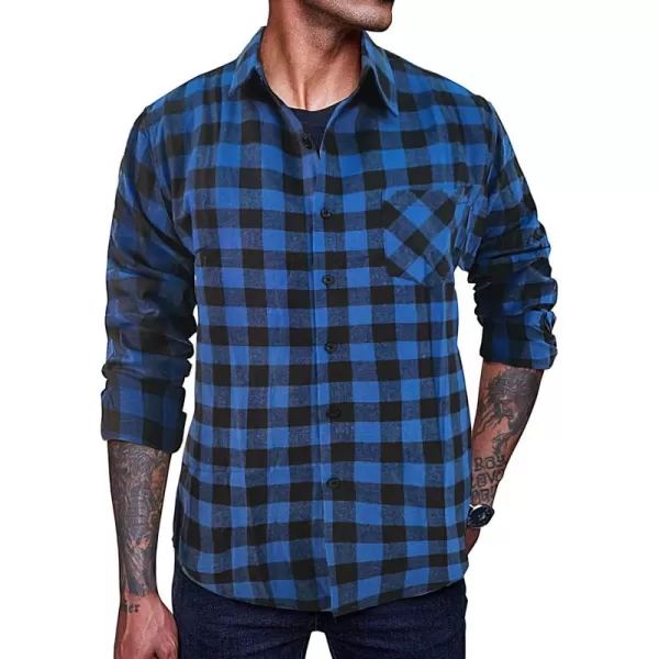 COOFANDY Men's Flannel Plaid Shirts Long Sleeve Button Down Casual Shirt Jacket