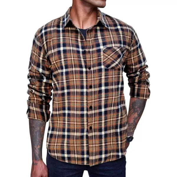 COOFANDY Men's Flannel Plaid Shirts Long Sleeve Button Down Casual Shirt Jacket