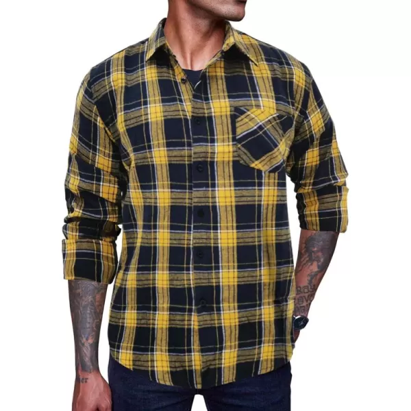 COOFANDY Men's Flannel Plaid Shirts Long Sleeve Button Down Casual Shirt Jacket