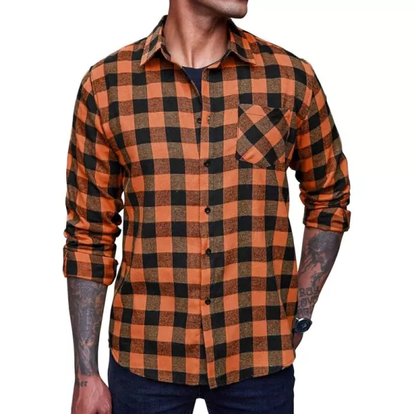 COOFANDY Men's Flannel Plaid Shirts Long Sleeve Button Down Casual Shirt Jacket