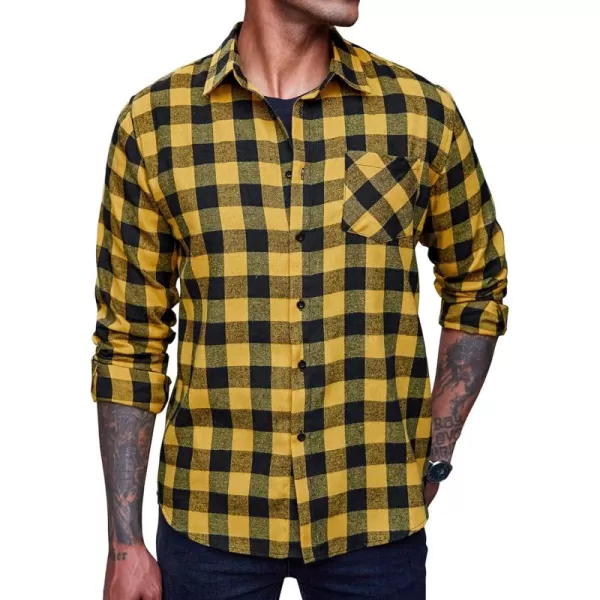 COOFANDY Men's Flannel Plaid Shirts Long Sleeve Button Down Casual Shirt Jacket
