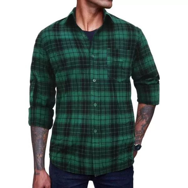 COOFANDY Men's Flannel Plaid Shirts Long Sleeve Button Down Casual Shirt Jacket