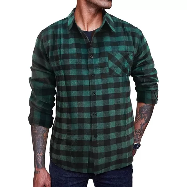 COOFANDY Men's Flannel Plaid Shirts Long Sleeve Button Down Casual Shirt Jacket