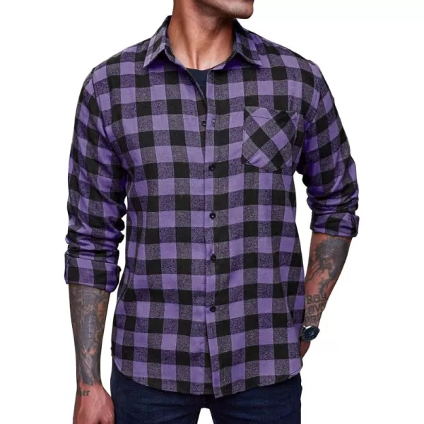 COOFANDY Men's Flannel Plaid Shirts Long Sleeve Button Down Casual Shirt Jacket