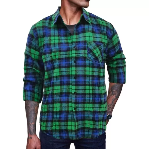 COOFANDY Men's Flannel Plaid Shirts Long Sleeve Button Down Casual Shirt Jacket