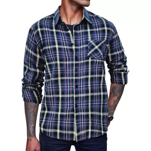 COOFANDY Men's Flannel Plaid Shirts Long Sleeve Button Down Casual Shirt Jacket